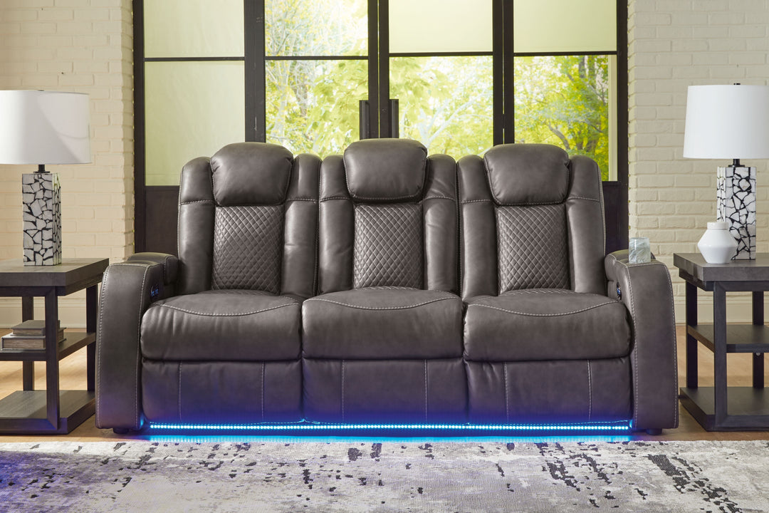 Fyne-Dyme - Power Reclining Sofa With Adj Headrest - Shadow