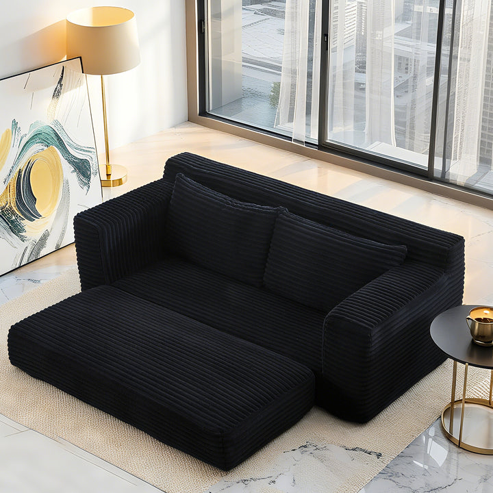 Convertible Sofa Sleeper with Memory Foam &amp; Steel Frame - Corduroy Fabric