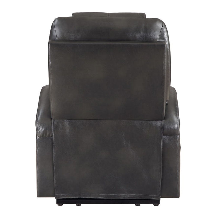 Evander - Recliner With Power Lift & Massage - Gunmetal Leather Aire