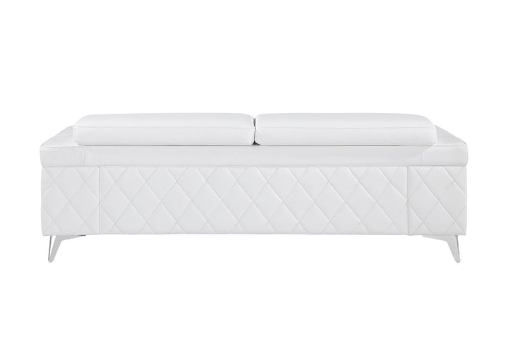 DivanItalia 1140 Sofa with Adjustable Headrest in Top-Grain Italian Leather - White