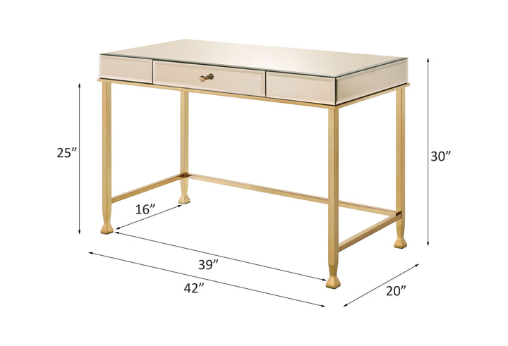 Canine - Writing Desk - Smoky Mirrored And Champagne