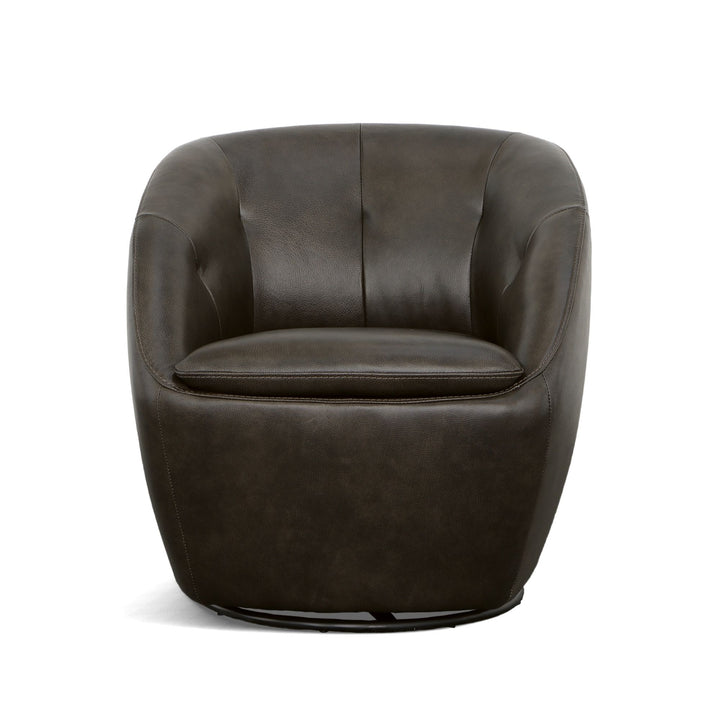 Wade Leather Swivel Chair in Carob