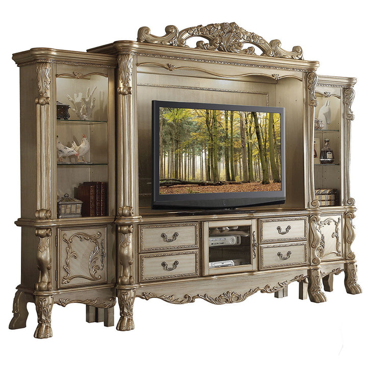 Dresden - Entertainment Center - Gold Patina & Bone