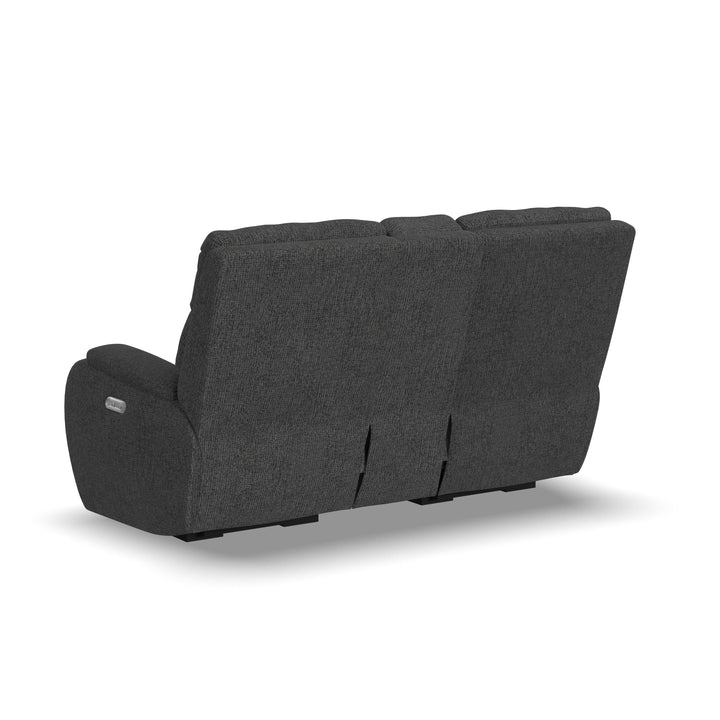 Strait Power Reclining Loveseat With Console &amp; Power Headrests Gray