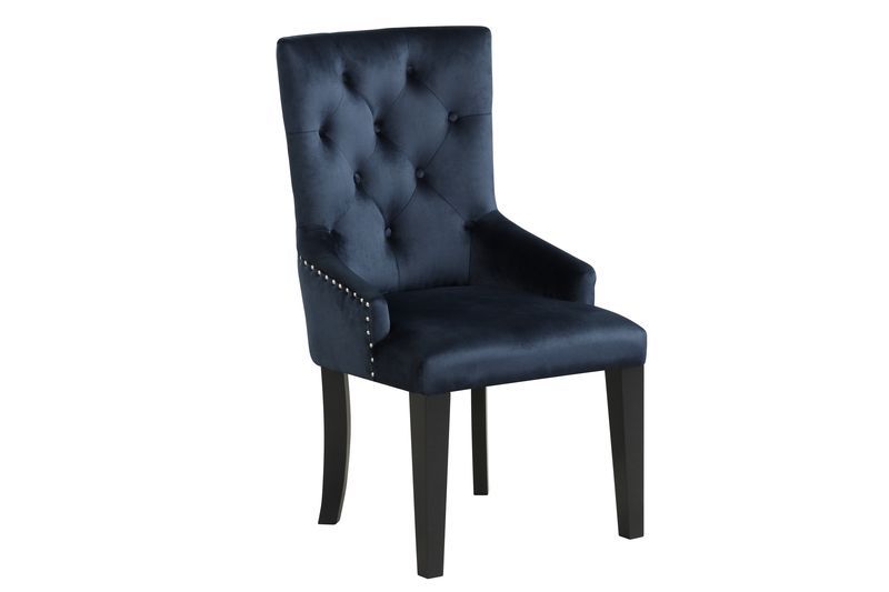 ACME Furniture Varian II Side Chair Dark Navy Velvet & Black