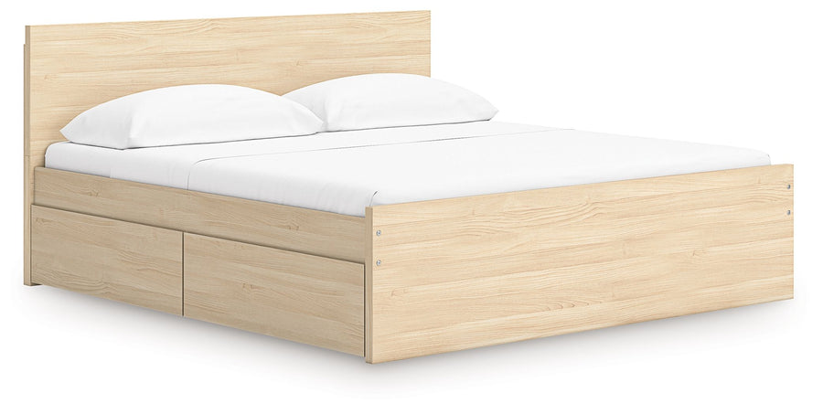 Onita - King Panel Platform Bed With 2 Side Storage - Natural by Ashley Furniture product image
