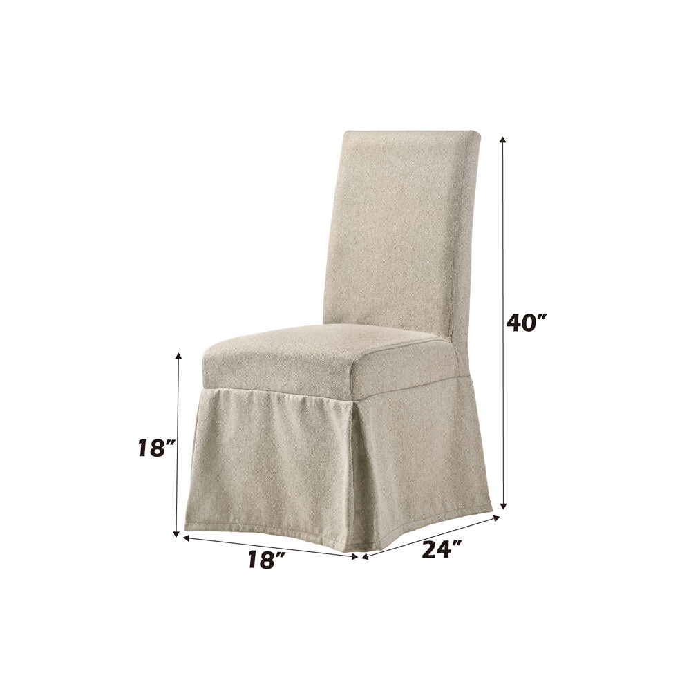 Faustine - 40" Side Chair Set of 2) - Tan Fabric & Salvaged Light Oak