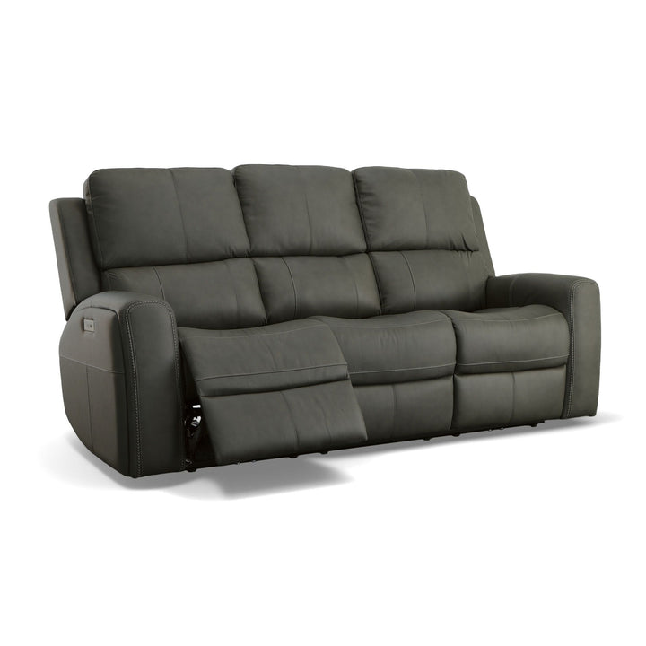 Flexsteel 1043-62PH-94602 Linden  Power Reclining Sofa With Power Headrests & Lumbar  Charcoal