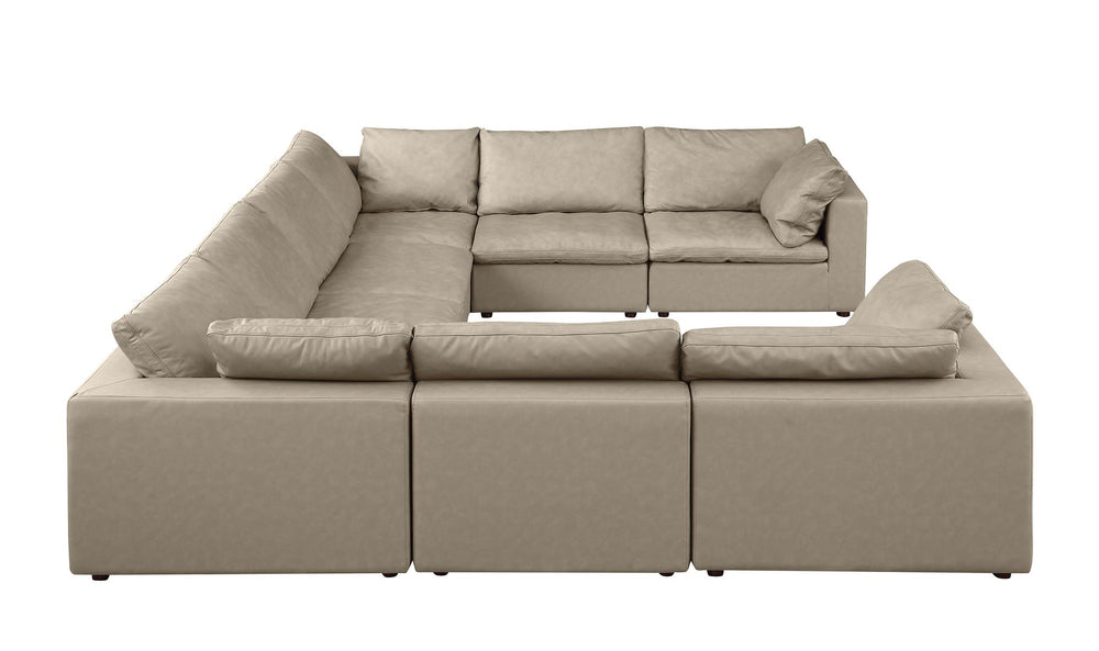 DivanItalia 1100 8-Piece U-Shaped Sectional in Top-Grain Italian Leather - Beige