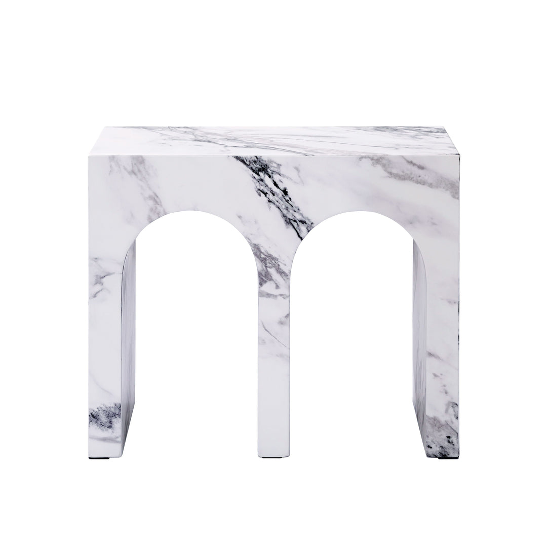 Fritzy - Engineered Stone End Table - White Marble
