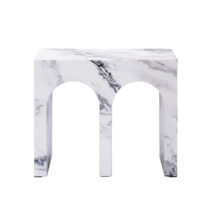 Fritzy - Engineered Stone End Table - White Marble