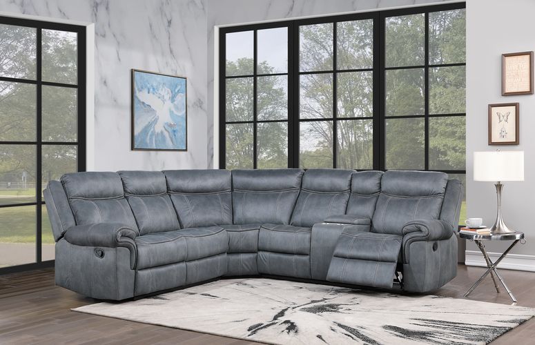 Dollum - Motion Sectional Sofa - Two Tone Gray Velvet