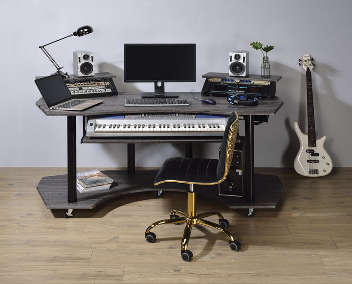 Eleazar - Music Recording Studio Desk Wood - Black Oak
