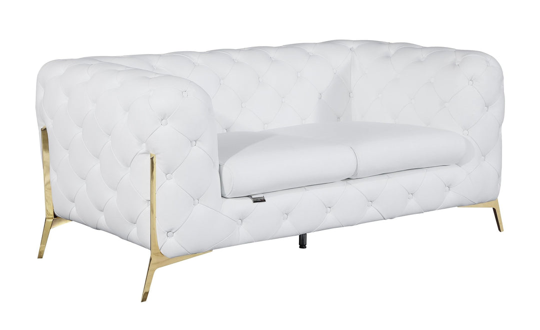 Global United Furniture DivanItalia 970 Italian Leather White Loveseat