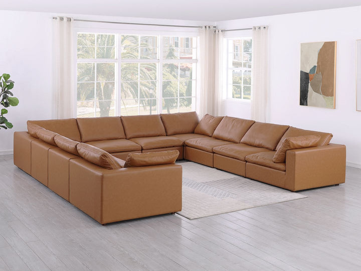DivanItalia 1100 10-Piece U-Shaped Sectional in Top-Grain Italian Leather - Cognac