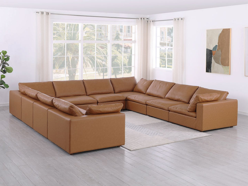 DivanItalia 1100 10-Piece U-Shaped Sectional in Top-Grain Italian Leather - Cognac