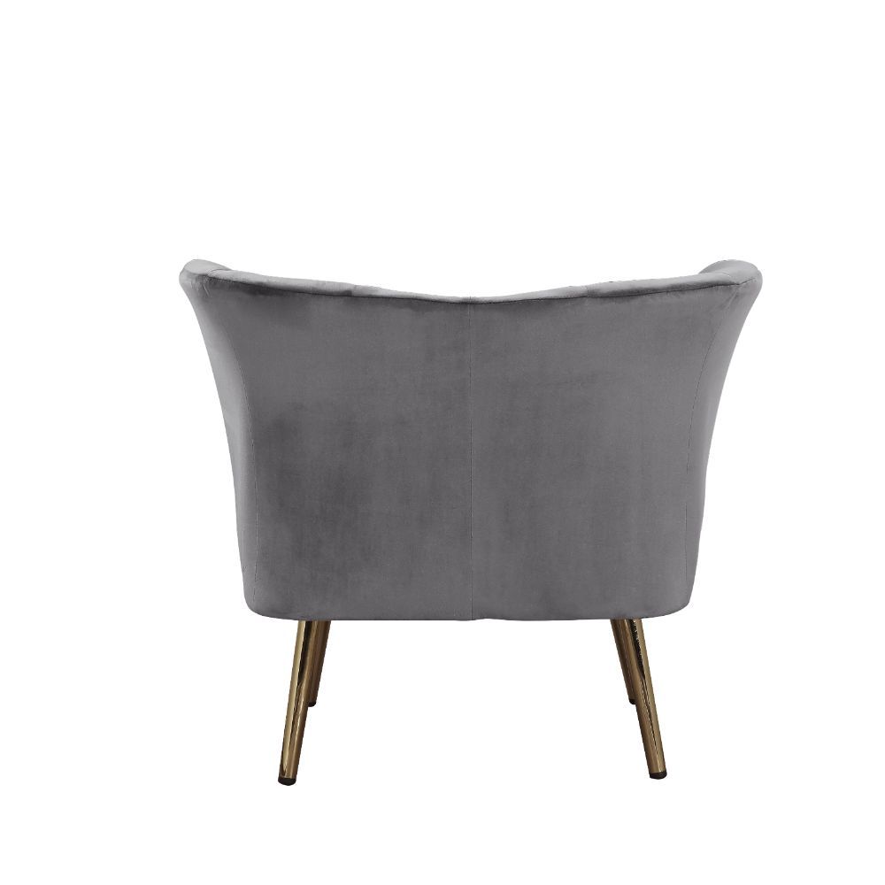 Reese - Accent Chair - Gray Velvet & Gold