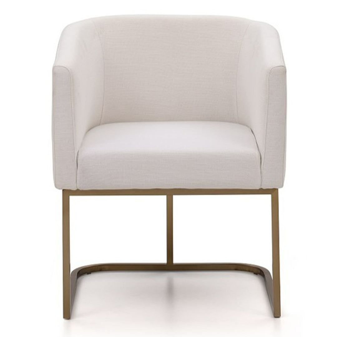 Yukon Modern White Fabric and Antique Brass Dining Chair