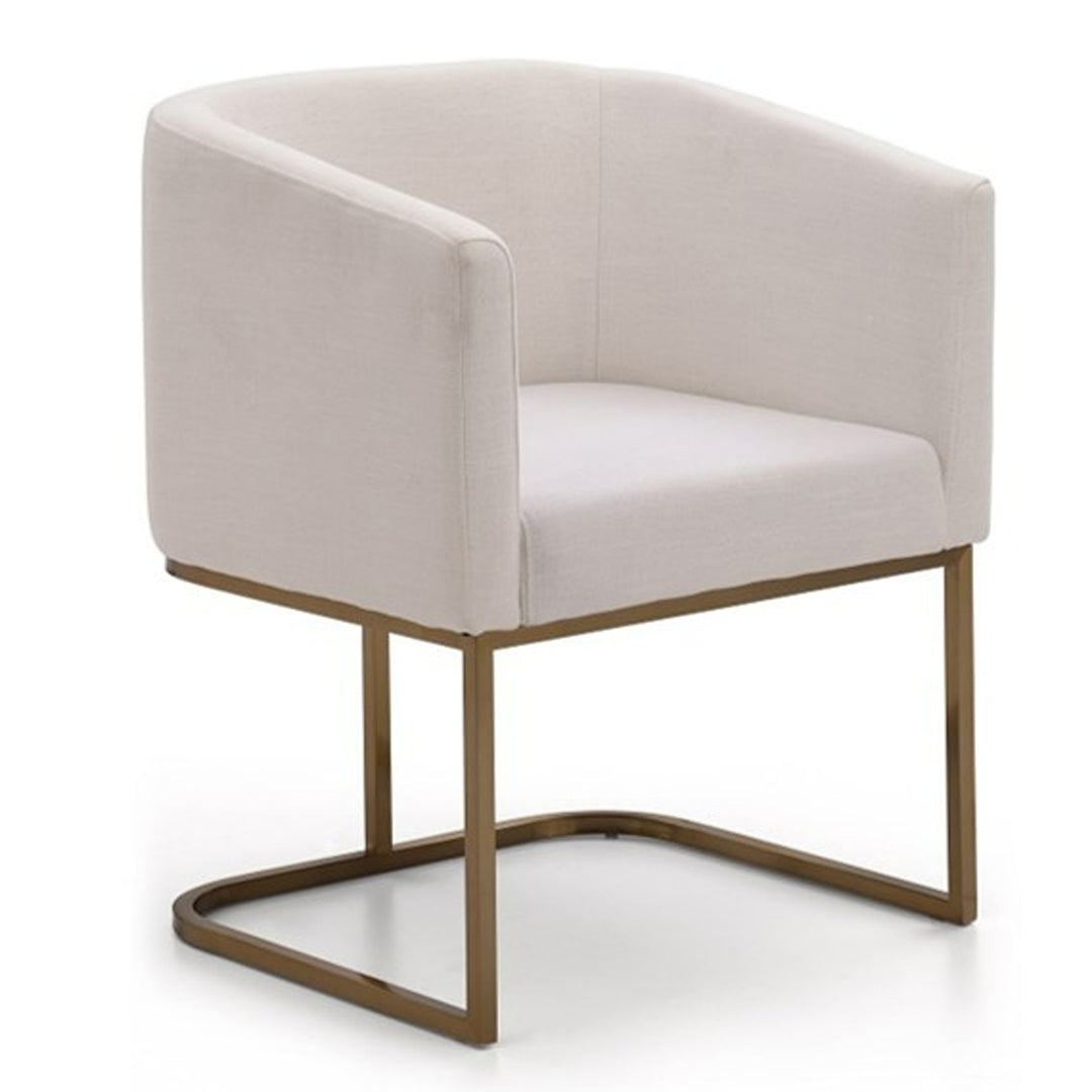 Yukon Modern White Fabric and Antique Brass Dining Chair