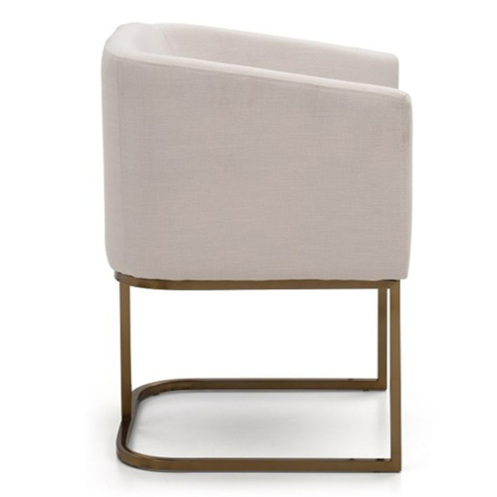 Yukon Modern White Fabric and Antique Brass Dining Chair