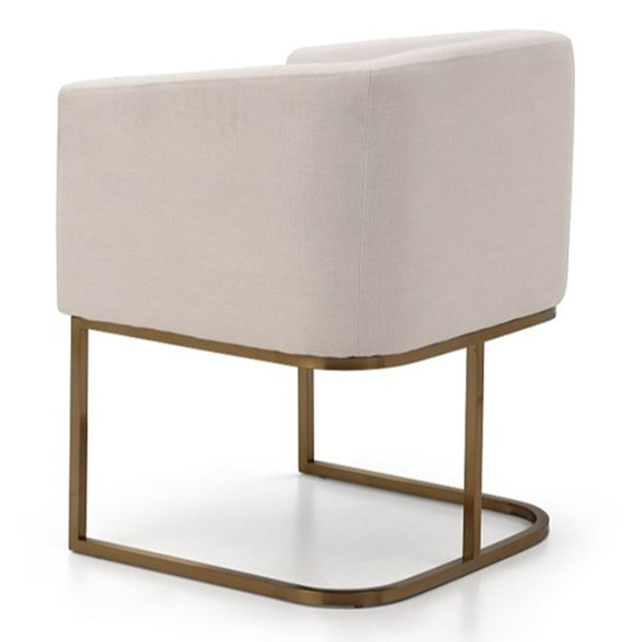 Yukon Modern White Fabric and Antique Brass Dining Chair