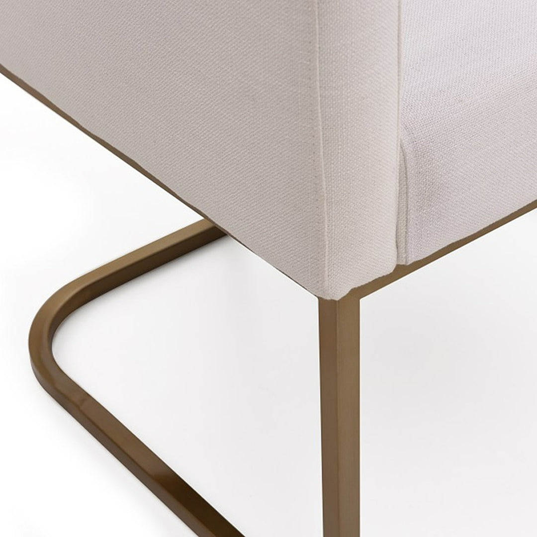 Yukon Modern White Fabric and Antique Brass Dining Chair