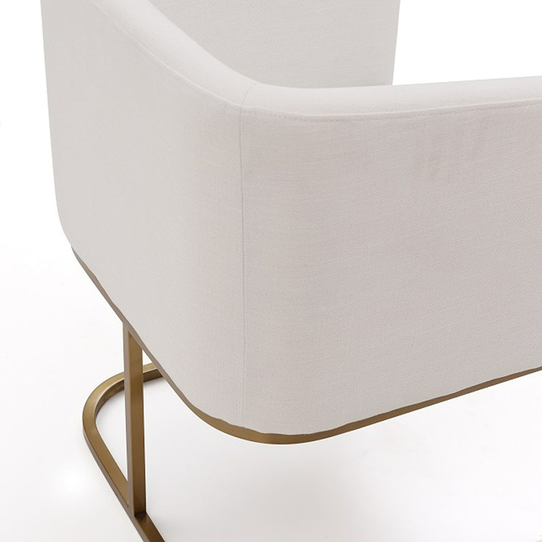 Yukon Modern White Fabric and Antique Brass Dining Chair