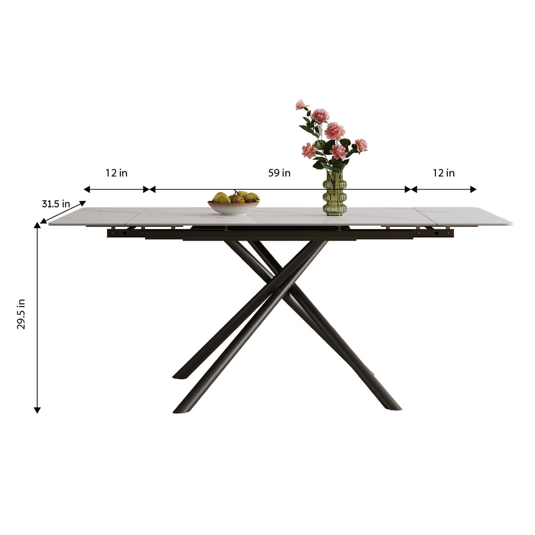 Modern 83" Extendable Sintered Stone Dining Table – Seats 6–8