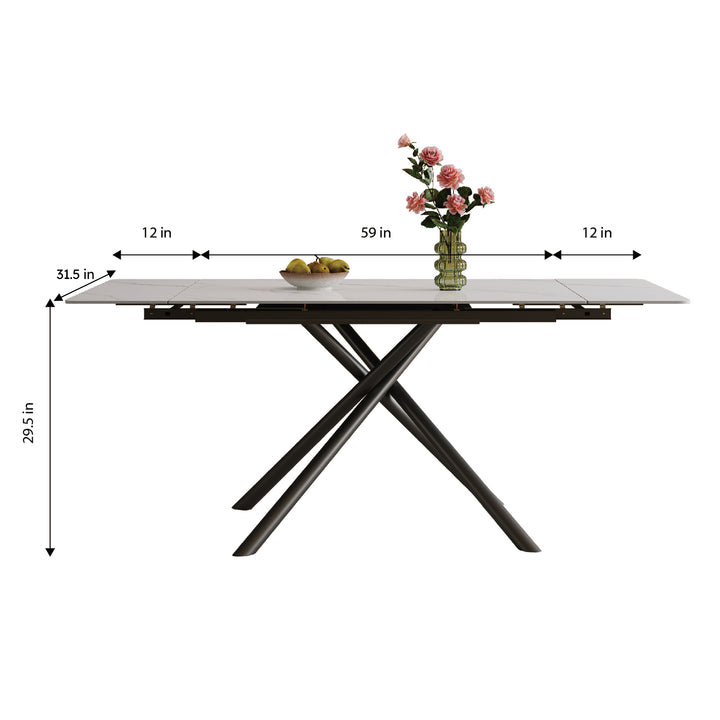 Modern 83" Extendable Sintered Stone Dining Table – Seats 6–8