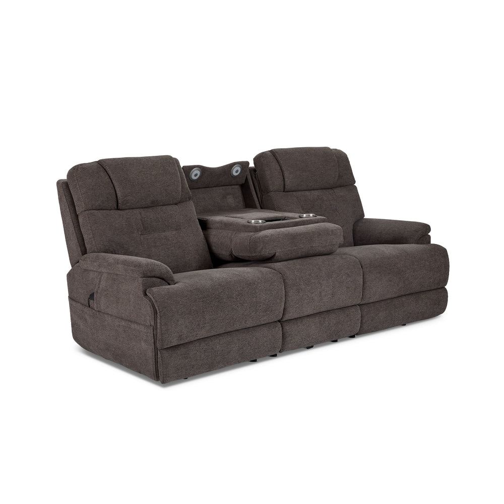 Zecliner Zofa Fabric Power Sleep Sofa with Power Headrests & Lumbar in Umber