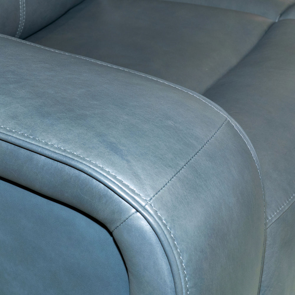 Oasis Leather Power Reclining Sofa with Power Headrests, Lumbar, Heat & Massage in Storm