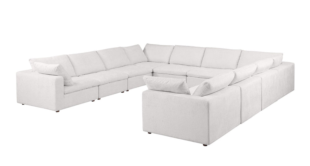 DivanItalia 1100 10-Piece U-Shaped Sectional in Top-Grain Italian Leather - Pearl