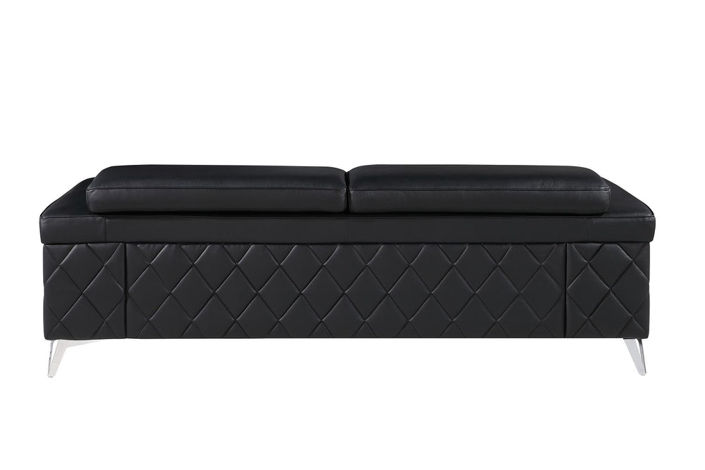 DivanItalia 1140 Sofa with Adjustable Headrest in Top-Grain Italian Leather - Black