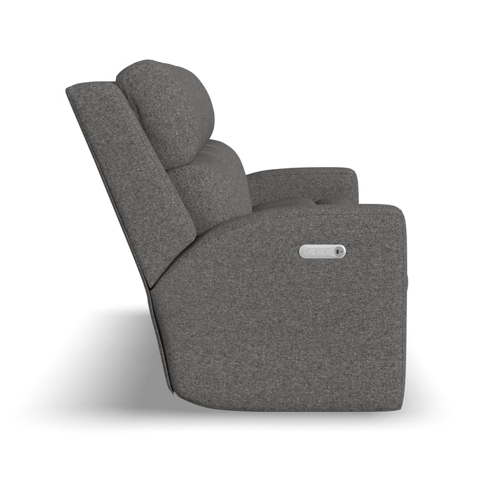 Flexsteel 2805-62L Score  Power Reclining Sofa With Power Headrests & Lumbar  Dark Gray