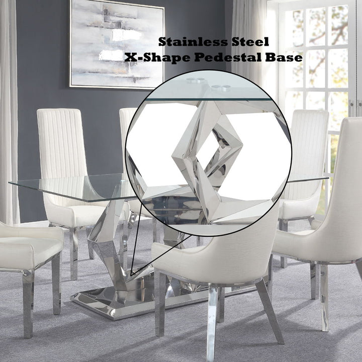 Gianna - Dining Table - Clear Glass Top & Stainless Steel