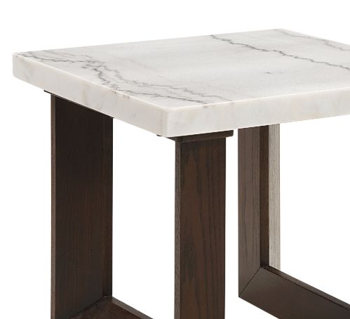 Edwyn - Natural Marble Top End Table - White