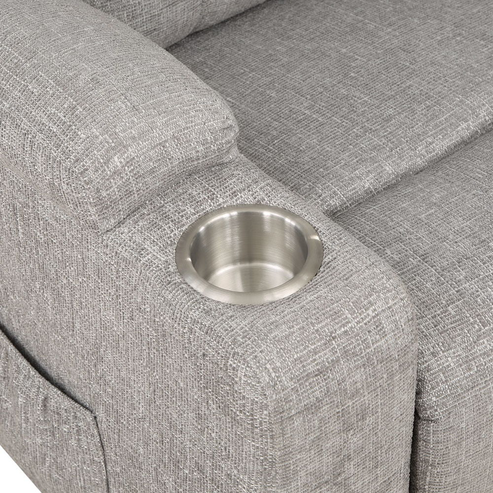 Evander - Recliner With Power Lift & Massage - Light Gray Chenille