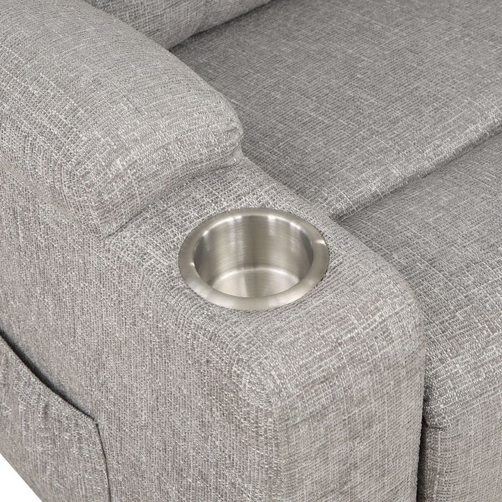 Evander - Recliner With Power Lift & Massage - Light Gray Chenille