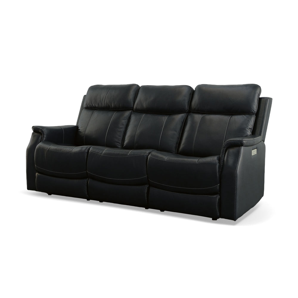 Easton Leather Power Reclining Sofa with Power Headrests & Lumbar in Ocean