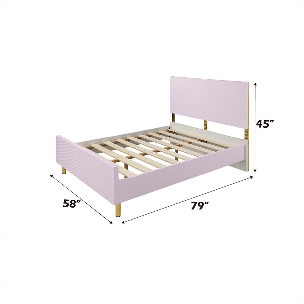 Gaines - Full Bed - Pink High Gloss