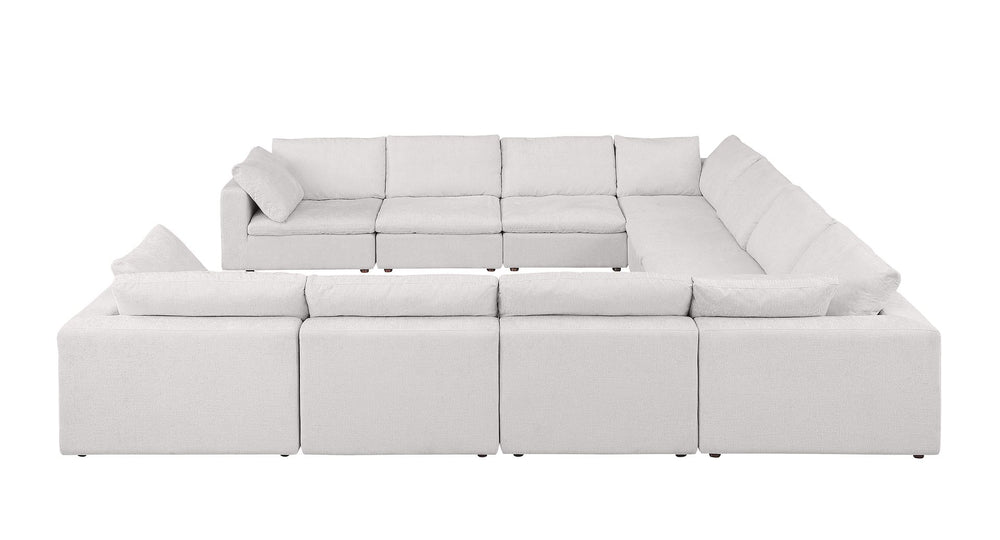 DivanItalia 1100 10-Piece U-Shaped Sectional in Top-Grain Italian Leather - Pearl