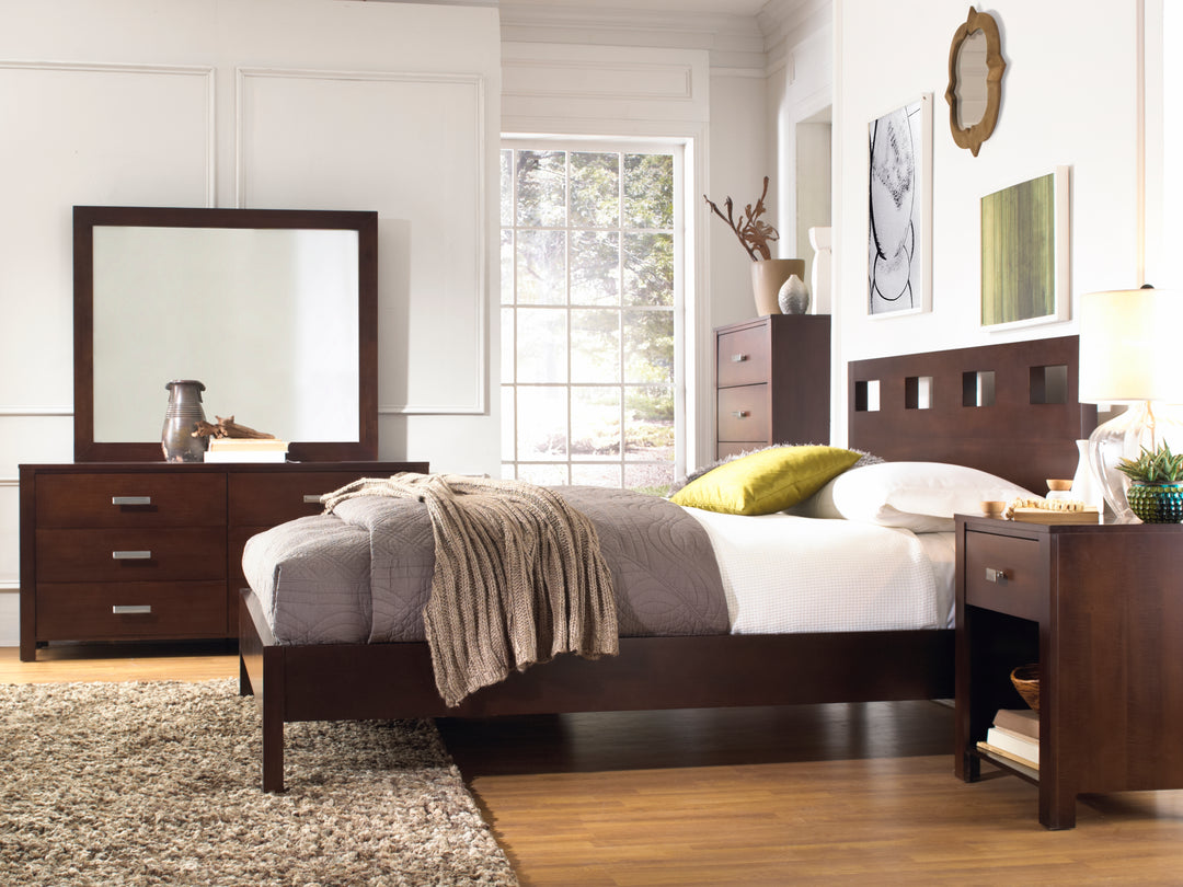 Modus Furniture Rv26F4 Riva Wood Bed In Chocolate Brown