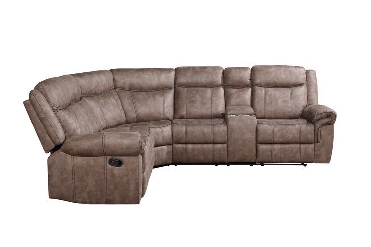 Dollum - Motion Sectional Sofa - Two Tone Chocolate Velvet
