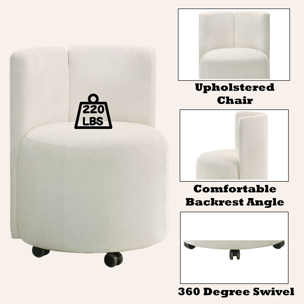 Blayde - Side Chair With Swivel Set of 2) - White Chenille Fabric