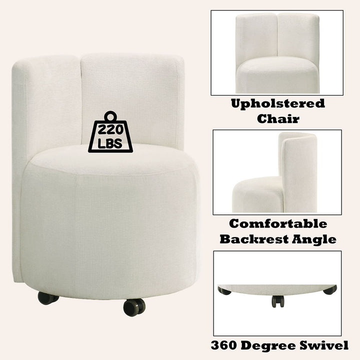 Blayde - Side Chair With Swivel Set of 2) - White Chenille Fabric