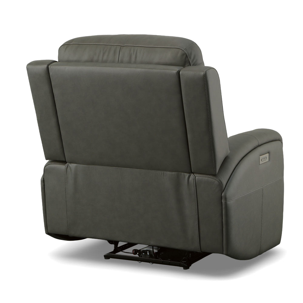 Linden Leather Power Swivel Gliding Recliner with Power Headrest, Lumbar, Heat & Massage in Charcoal
