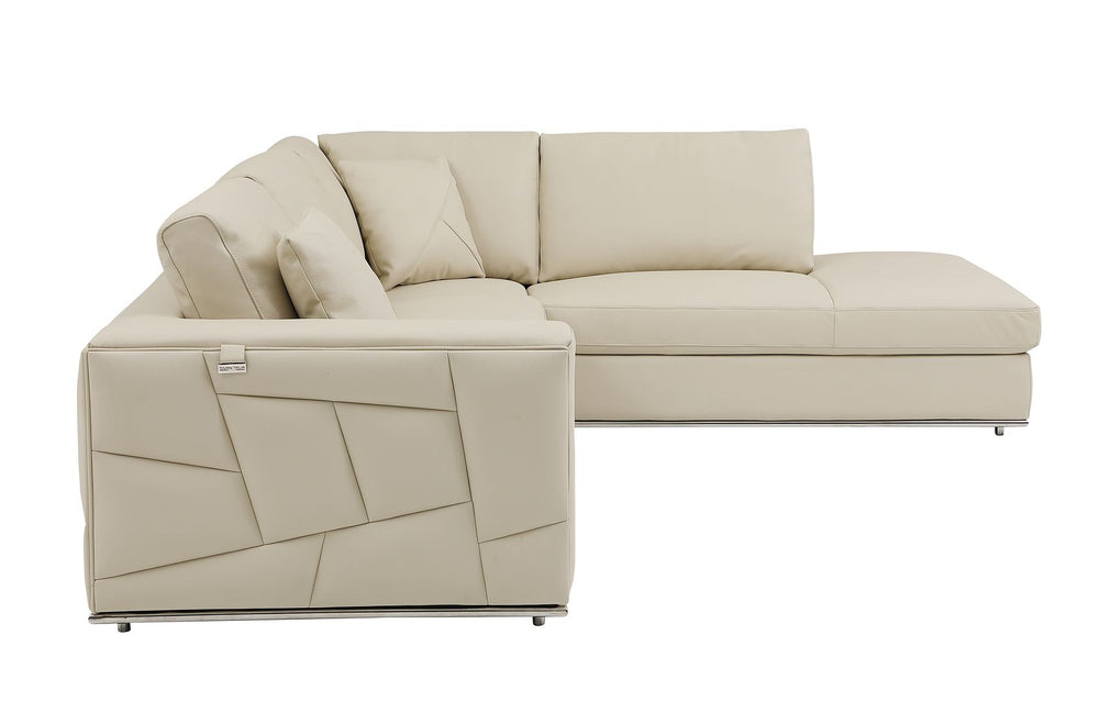 DivanItalia 998 Right Arm Facing Sectional in Top-Grain Italian Leather - Beige
