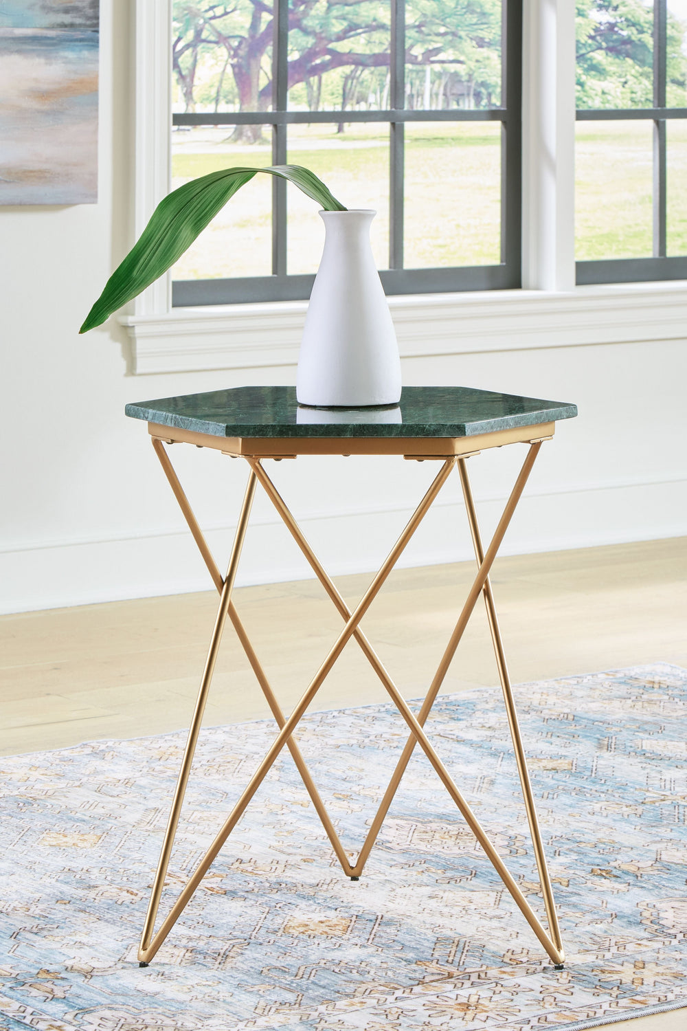 Engelton - Accent Table - Green / Gold