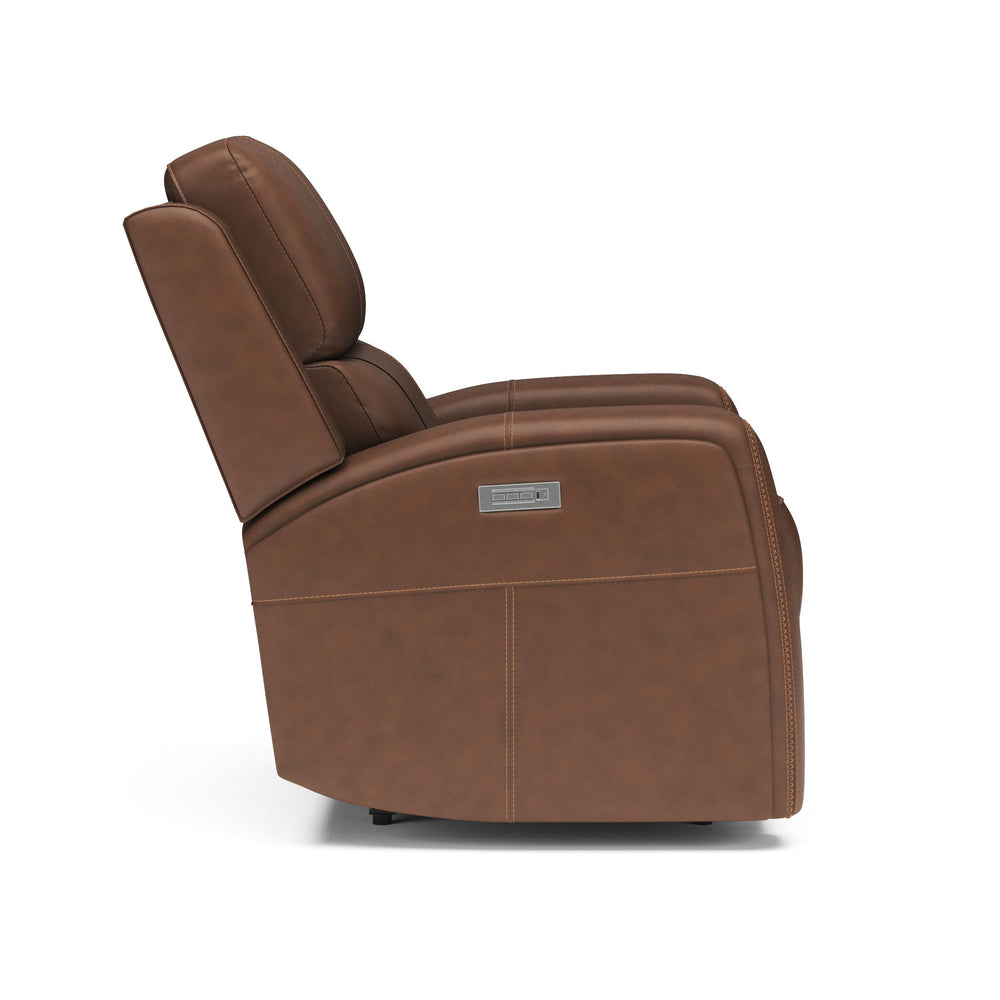 Linden Leather Power Recliner with Power Headrest & Lumbar in Caramel