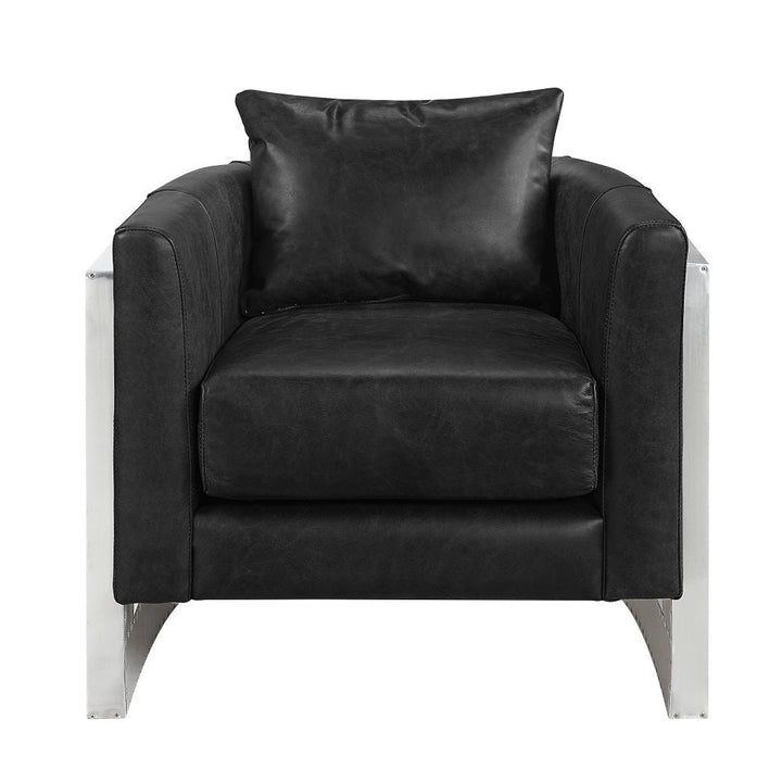 Betla - Accent Chair - Black Top Grain Leather & Aluminum